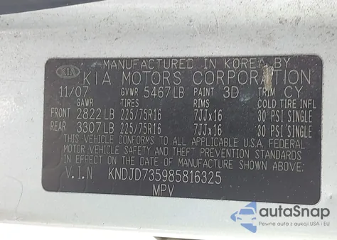 2008 Kia Sorento из США, поврежденный, VIN KNDJD735985816325